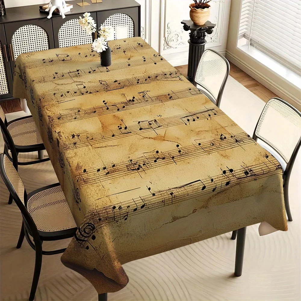 1. Retro sheet music tablecloth | Vintage musical note design, adding an artistic touch to your dining tablexzj