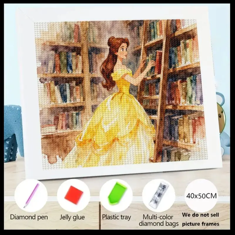 

1PC Disney Belle Diamond Painting 5D Art Kit DIY Stunning Beauty and the Beast Character Scene Crystal Mosaic Craft Set with Col