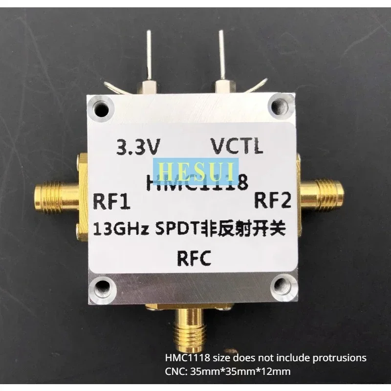 HMC1118 wideband, non-reflective single-pole double-throw (SPDT) switch 13GHz with CNC housing