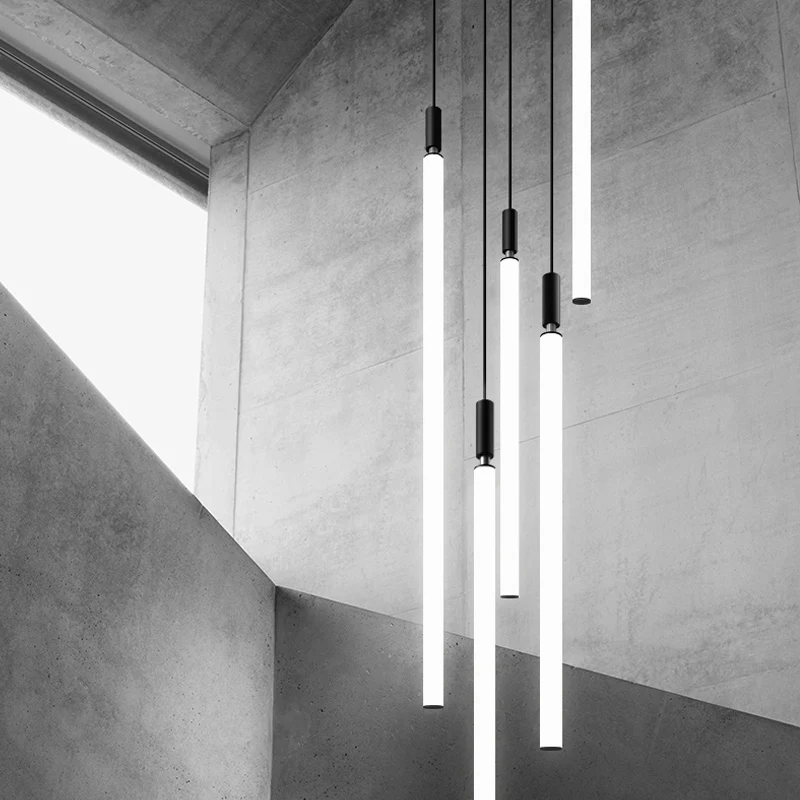 Minimalist Creative Staircase Chandelier Modern Nordic Living Room Lamps Villa Droplight Luxury Commercial Building LED Lighting