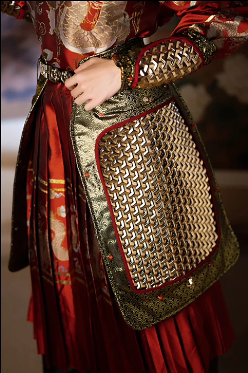 Alte Hanfu Rüstung Rock Stück Männer Frauen Chinesischen Ming Dynastie Cosplay Zubehör Drachenstein Armschützer Rüstung Goldene Silber