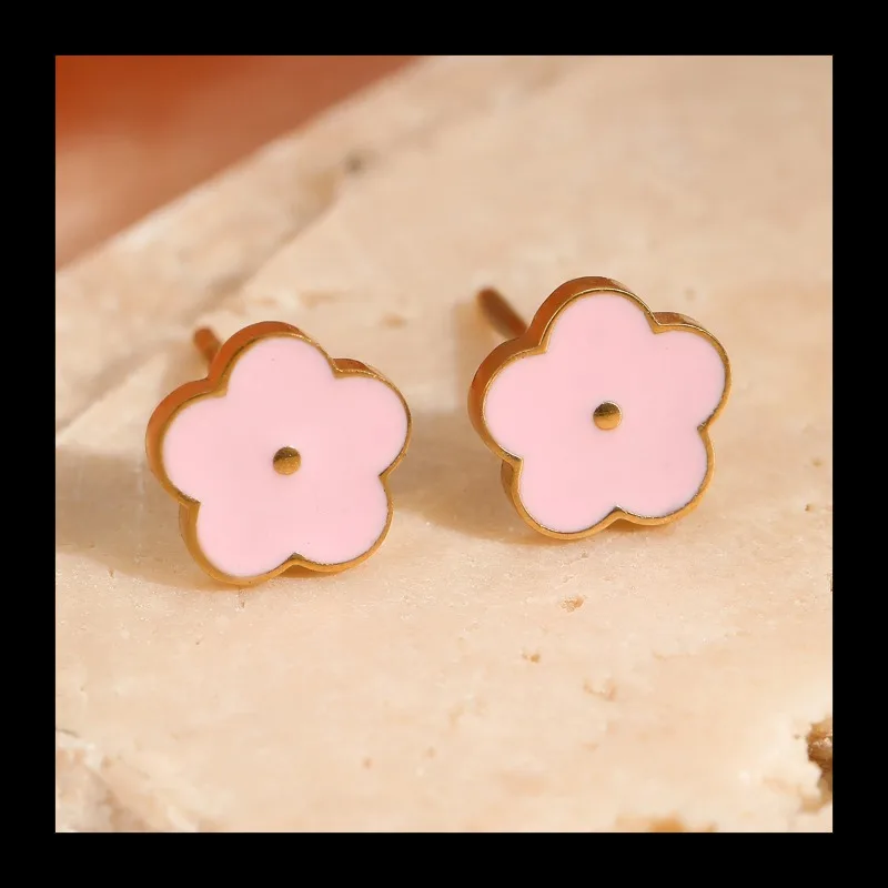 الإبداعية اللون يقطر الفولاذ المقاوم للصدأ وأقراط حلوة لطيف الكرتون الفاكهة كعكة أقراط صغيرة #4