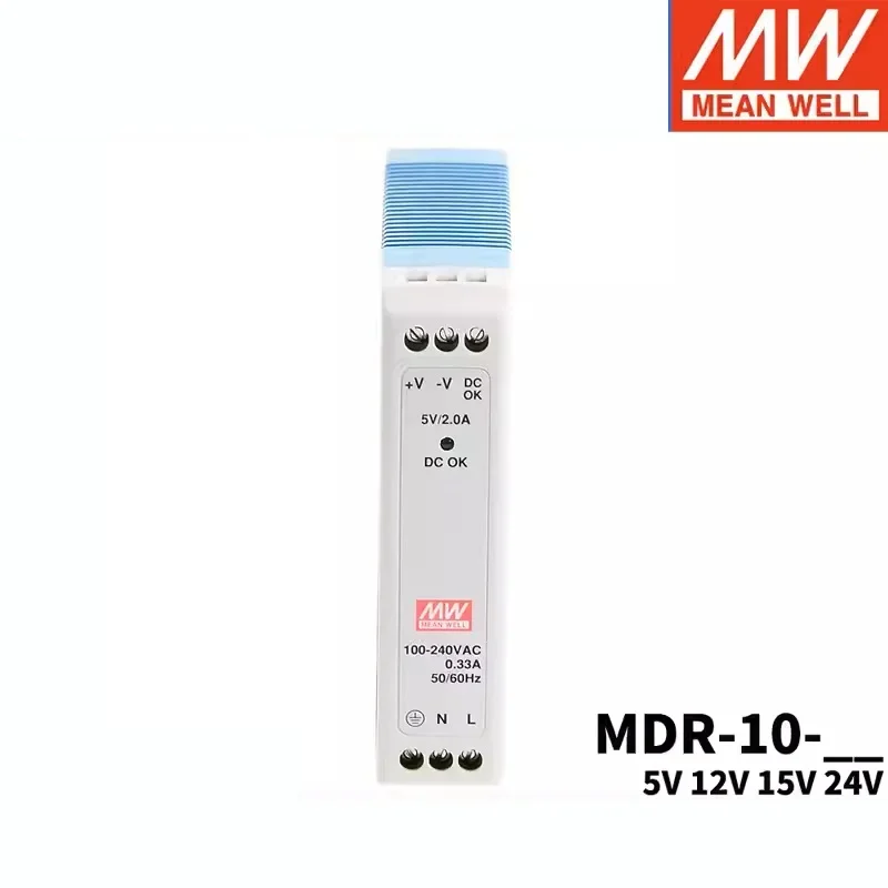 MEAN WELL  MDR-10 MDR-10-5V 2A MDR-10-12V 0.84A MDR-10-15V 0.67A MDR-10-24V 0.42A 10W Switching Power Supply