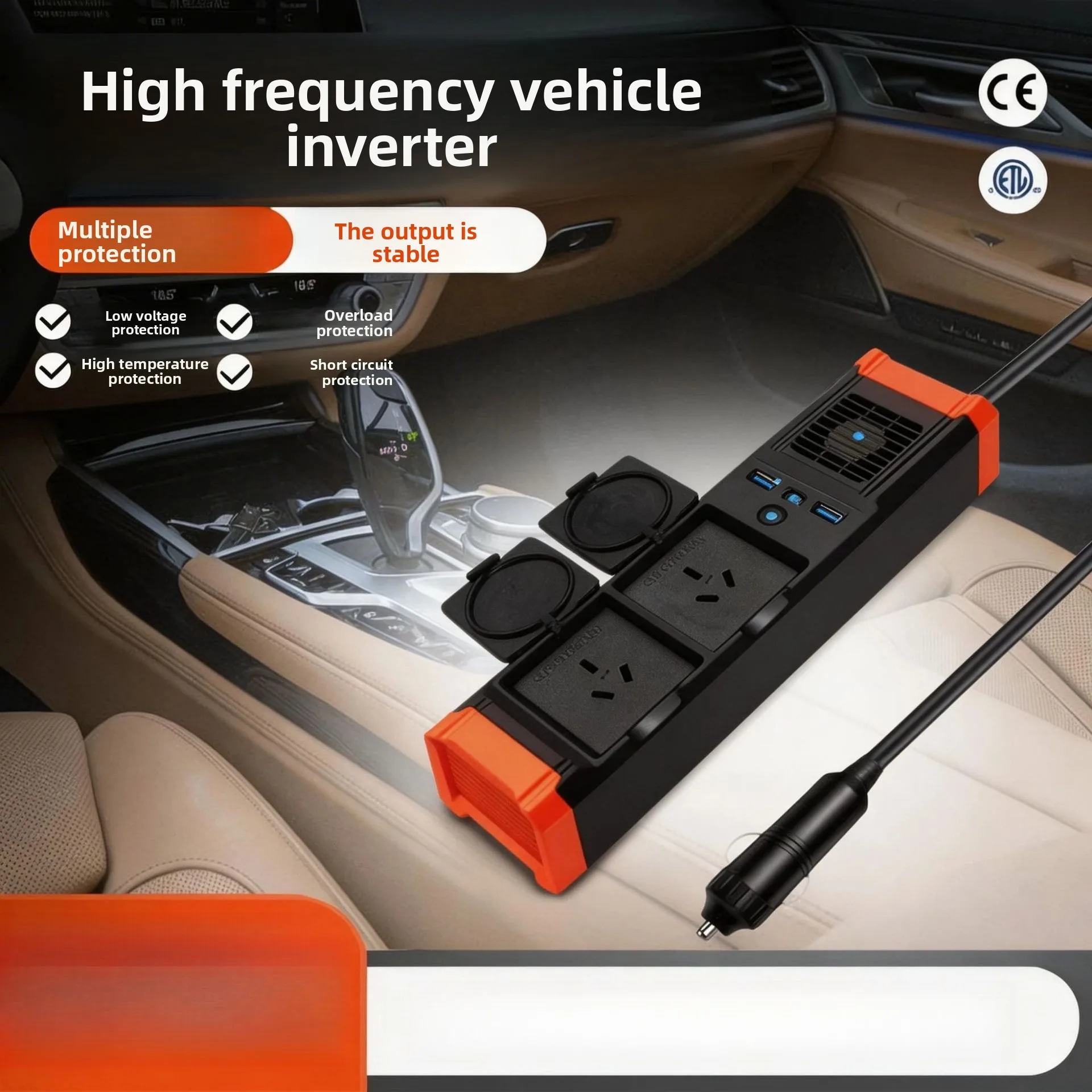 200W Car Power Inverter, DC 12V To AC 110V/220V, Dual USB & Type-C Fast Charging, Auto Power Converter