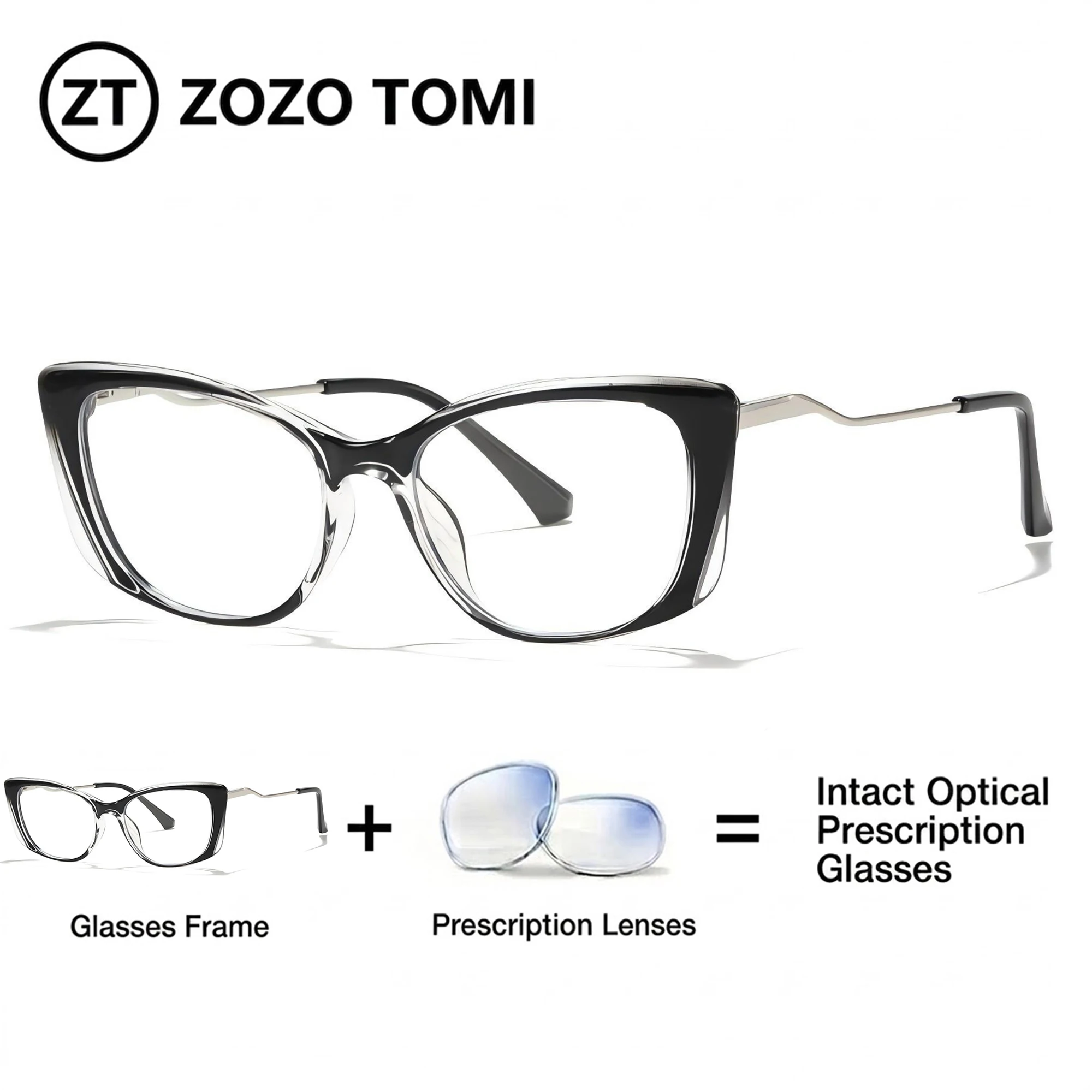

ZOZO TOMI Woman Men Retro Square Prescription Glasses UV400 Photochromic Optical Sunglass Fashion Single&Progressive Eyewear