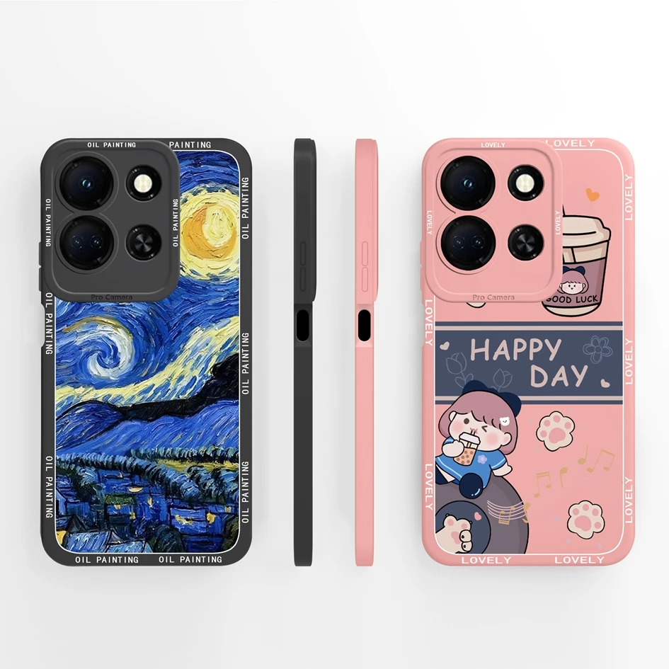 For Infinix Note 30 4G 5G 30 Pro Case Funda Cute Fashion Design Graffiti Square Liquid Soft Silicone Cover Matte Shockproof Capa