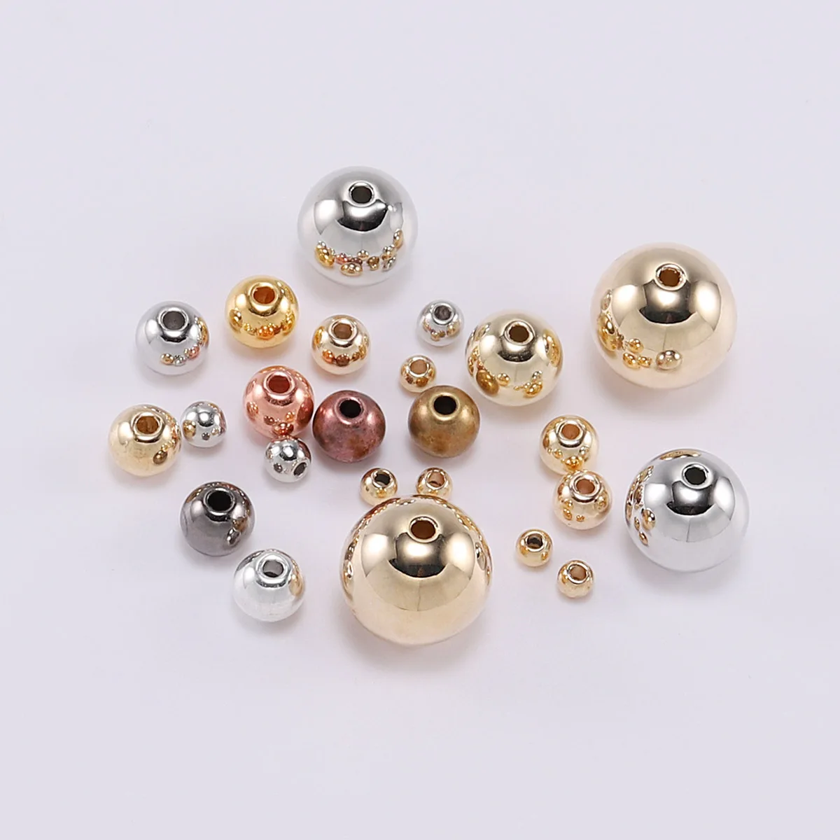 High quality 3/4/5/6/8/10/12mm Copper Round Ball Spacer Beads For Diy Bracelet Jewelry Making Accessories wholesale