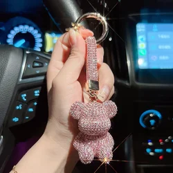 New exquisite diamond inlaid bear keychain creative cute doll car keychain goddess key pendant gift