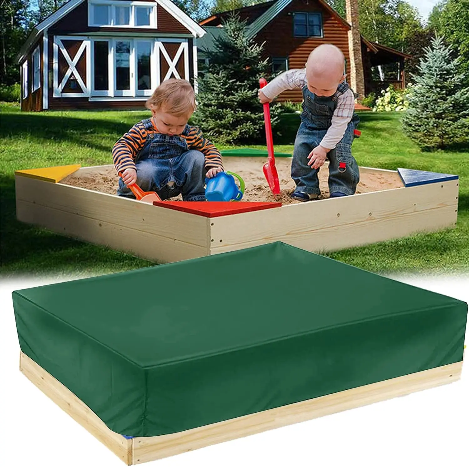 Zandbakzeilafdekking Waterdicht 150x150x20 cm Oxford 210D-Zandbakbescherming Tuinzwembadafdekking, bladbescherming Speelgoed Tuinaccessoires Afdekking