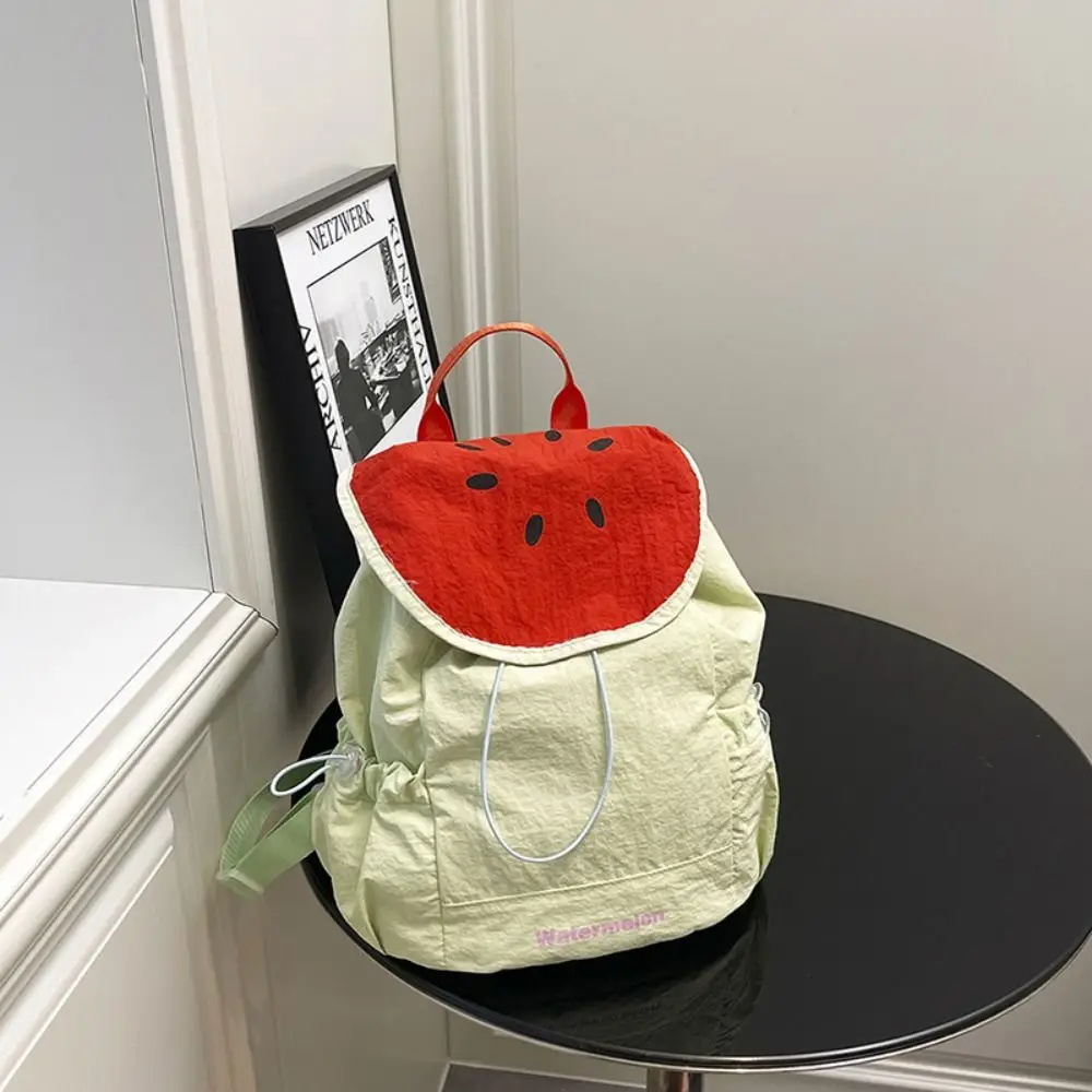 

Korean Style Outdoor Drawstring Backpack Dopamine Color Travel Fruit Nylon Backpack Commute Book Bag Hiking Shoulder Bag Summer