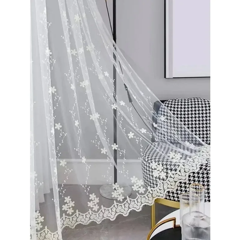 Neuheiten Nordic Milch Weiß Stickerei Schlafzimmer Wohnzimmer Vorhang Gaze Vorhang 1PC Vorhänge für Schlafzimmer