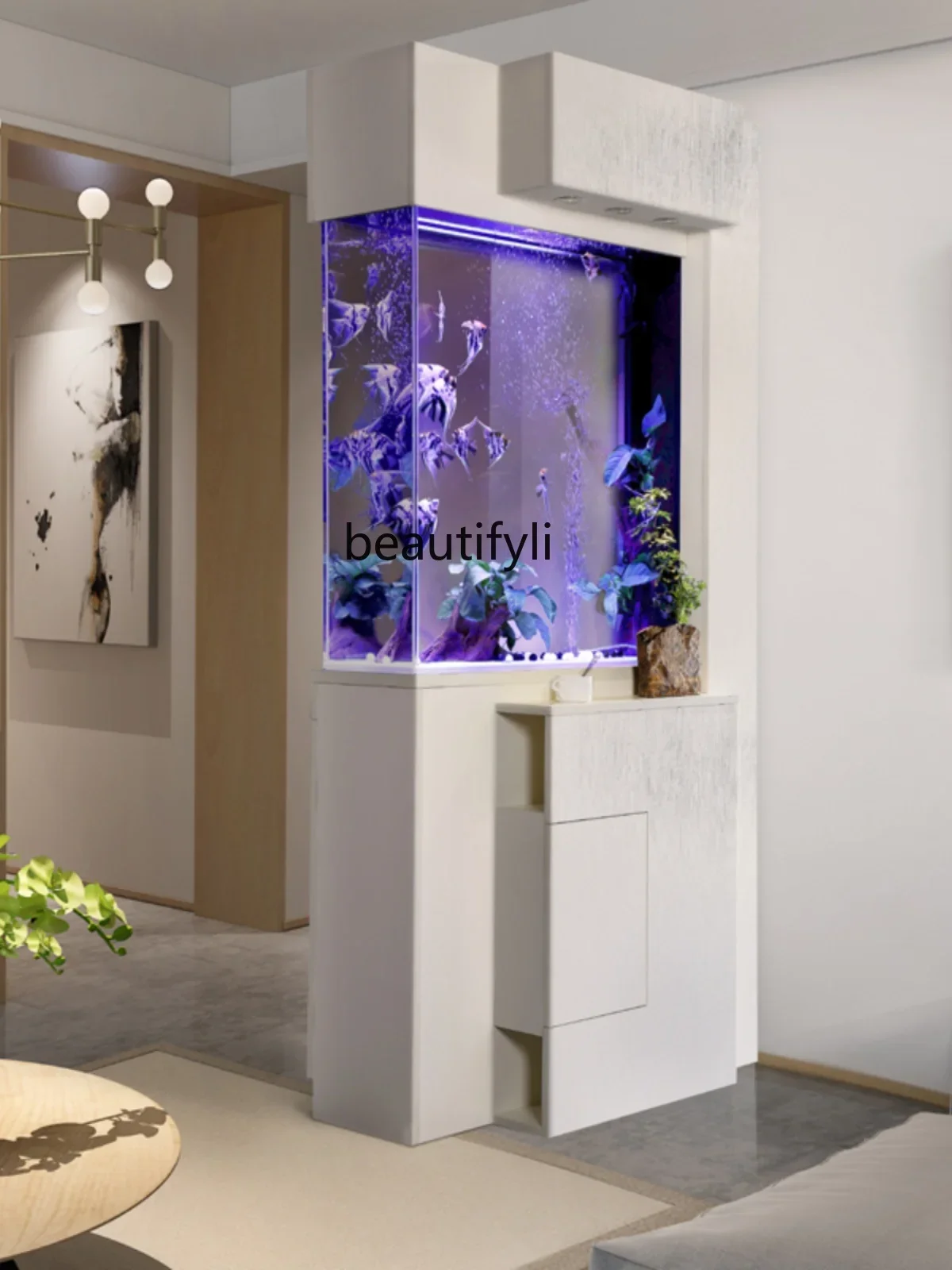 

New living room fish tank shoe cabinet household partition ecological smart glass aquarium