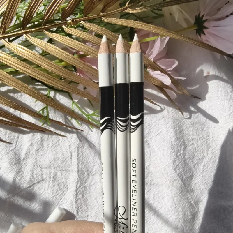 5PCS Waterproof Eyeliner Gel Pen Set - Ultra-fine, Wooden Refill, Anti-smudge, White, Durable, Suitable for Beginners