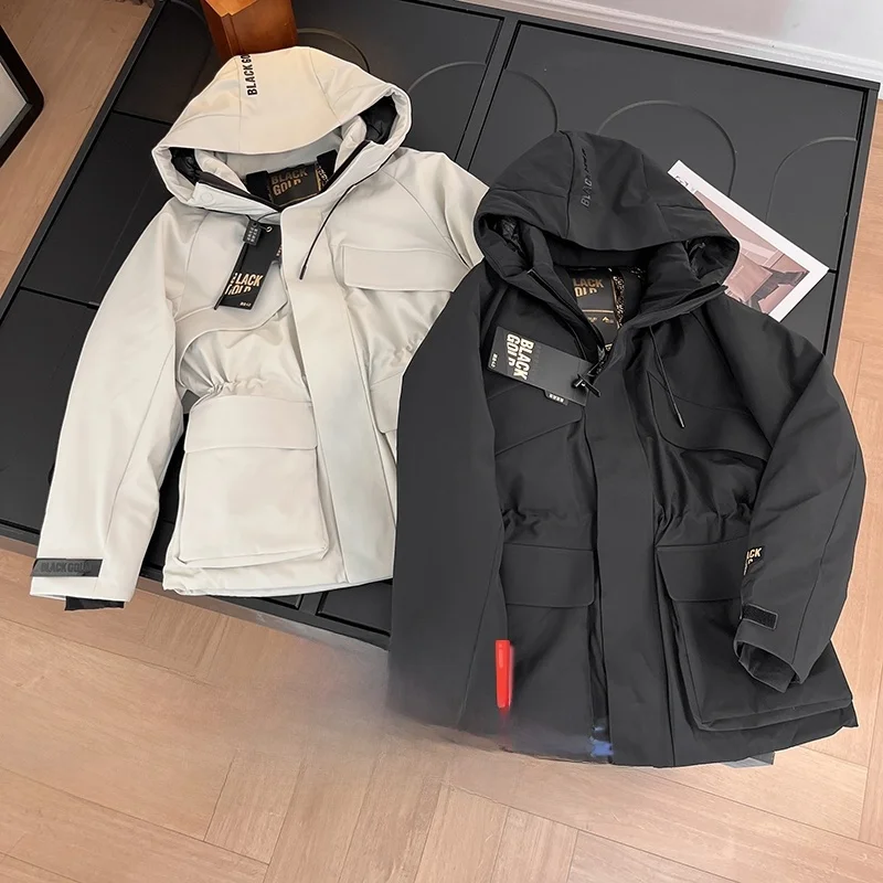 

Thiened Winter Puffer Jaet Women's Casual Sle Goose down Coat Long Sve Zipper Closure Waterproof Mid-Length Parka