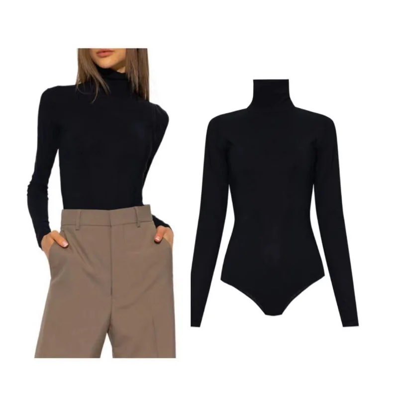 

High Ne Long Sve Base Layer T-irt Women's Autumn Winter Tight High Waist Pan Underwear Faionable Base irt