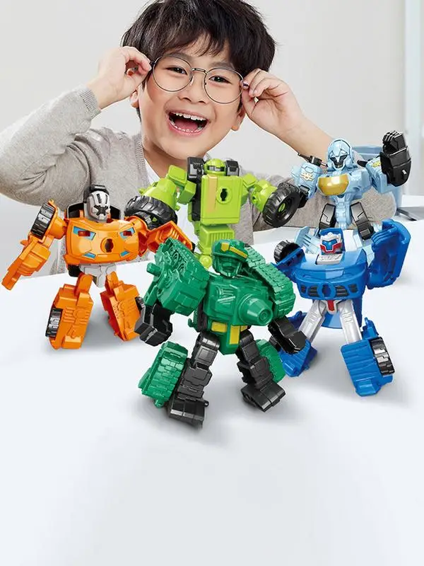 Transforming Robot Car Toy, Veículos Transformando Robôs, Brinquedos Educativos, Montagem STEM, Crianças Idades 3, 5 em 1