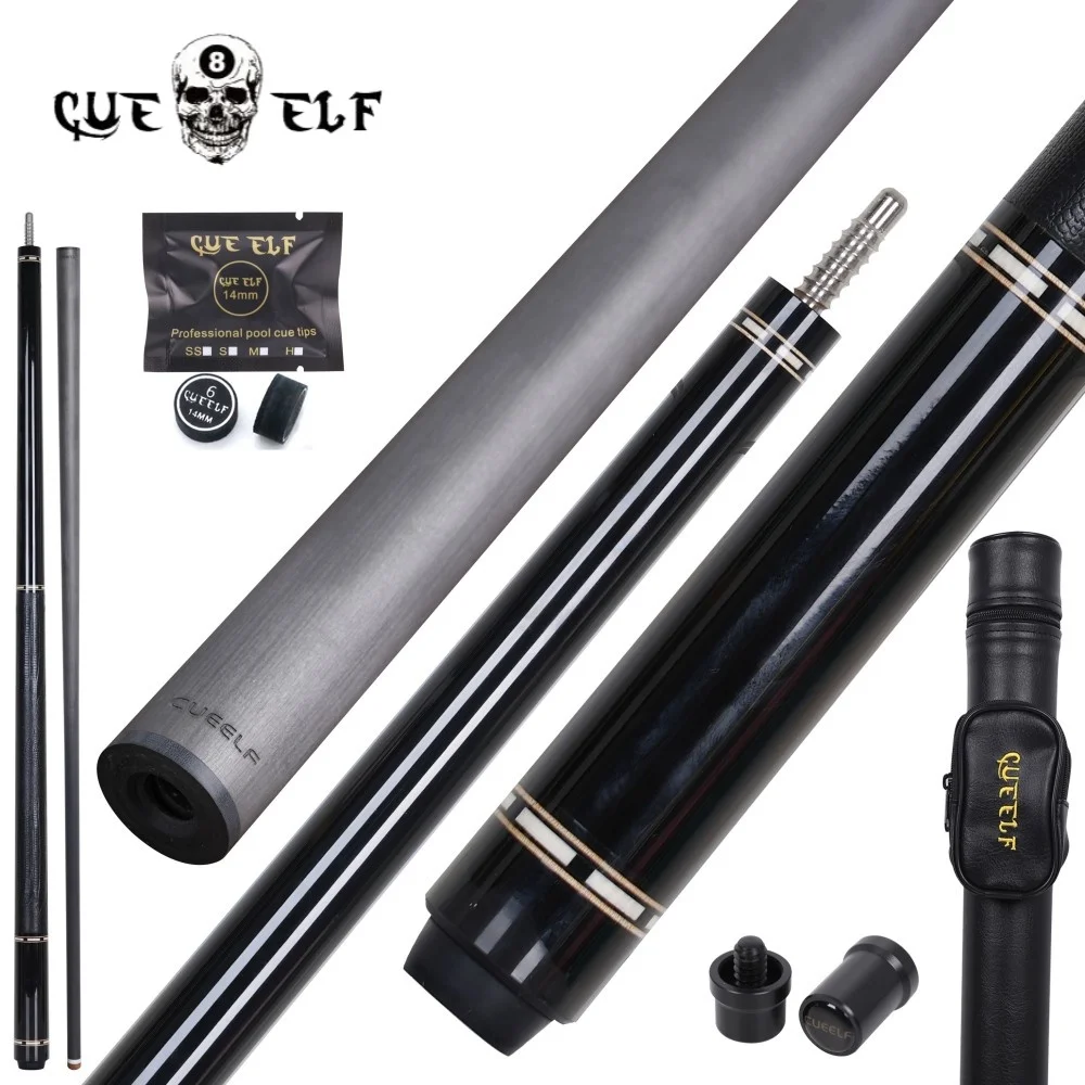 

CUEELF High Quality Professional Carbon Fiber Cue Stick Ebony Cocobolo Curly Wood Billiard Cue