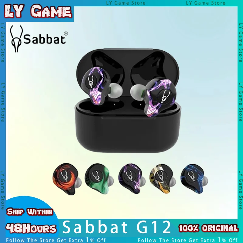 Sabbat G12 Elite Gaming Earphones TWS Wireless 5.2 Bluetooth Headset In-Ear Stereo Earbuds With 6D Mic Soundscape Customized