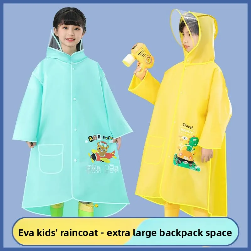 

Thickened Long Children's Raincoat EVA School Bag Hidden Position Bicycle Riding Waterproof Rainwear for Boys And Girls Going...