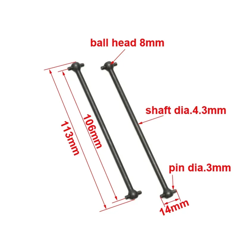 Arbre d\'entraînement Sophia pour modèle de voiture RC 1:8, roues de bricolage, appellation de transmission, 1/8, 80.5, 88, 91, 94, 95, 100, 106, 1,