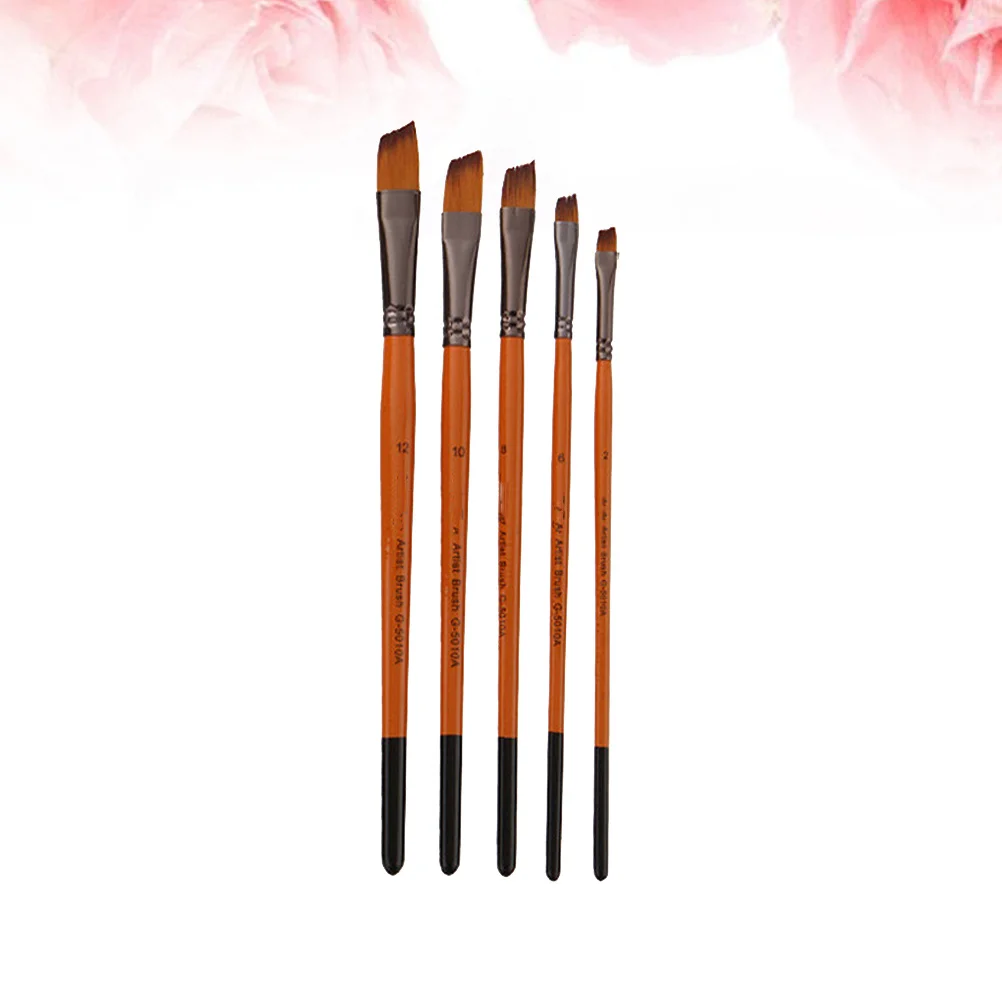 

5pcs Painting Set Nylon Bristle Brushes For Oil Acrylic Watercolor Fine Detail Large Area Kids Family Art Gift Drawing Tools Art
