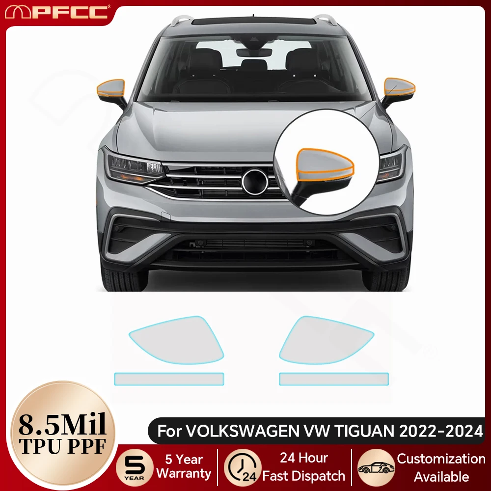 

For Volkswagen TIGUAN 2022-2024 Headlight Rearview B Pillars TPU Paint Protection Film Pre-cut PPF Bra Clear Kit Anti-scratch