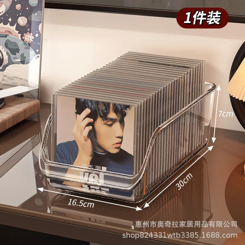 Desktop Clear CD Storage Rack Vinyl Record Holder for Music Album Cassette Disc Collection Display Home Storage Organizer Box