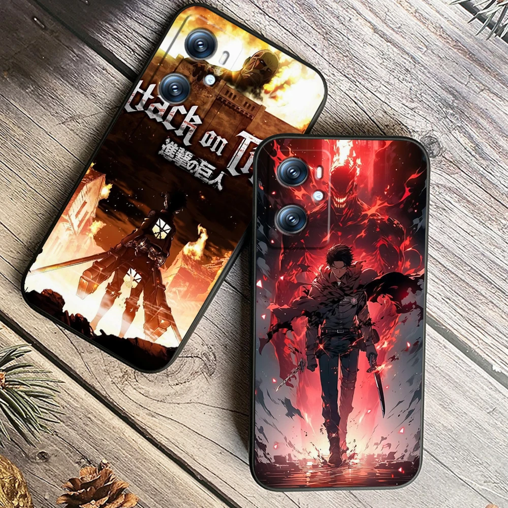 A-Attack On T-titan Anime Cool For OPPO Find X6 X5 X3 A54S A5 A94 A16 A53S A57 A74 A72 A98 A78 A96 A9 5G Black Funda Phone Case