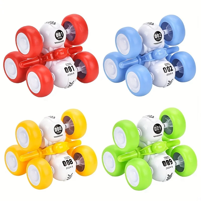 Carro de brinquedo dublê movido por inércia com 360 °   Flip Action, veículo de copo inovador para crianças, carro de truque durável de 6 rodas para meninos e meninas