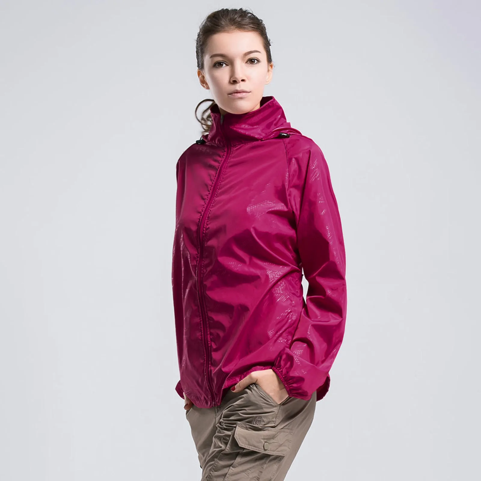 Chaqueta informal para mujer, abrigo deportivo ligero y cómodo para las cuatro estaciones, a prueba de lluvia y viento, abrigo seco con cuello de pie