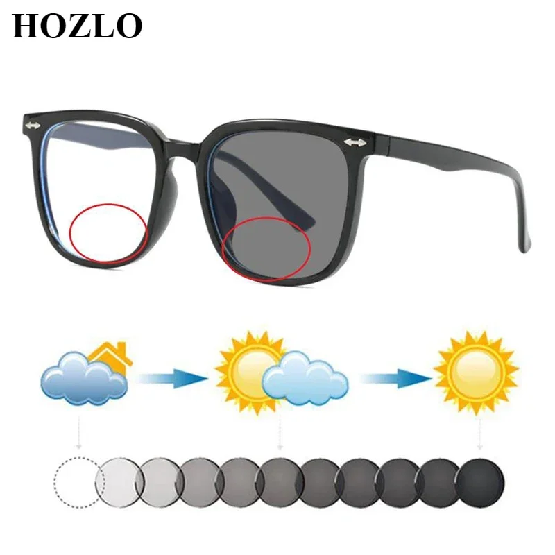 

New Large Frame Rivets Photochromic Bifocals Reading Sunglasses for Women Men Hyperopia Shades Spectacles Dark Glasses Travel