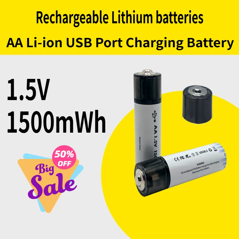

1500mWh 1.5V AA Li-ion battery AA USB Rechargeable Lithium batteries USB Port Charging Battery