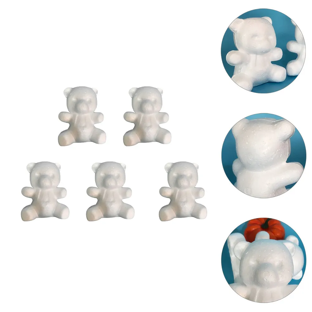 

Набор из 5 фигурок медведей из пенопласта для творчества, неокрашенные, для детского рисования, скульптур, декора и поделок