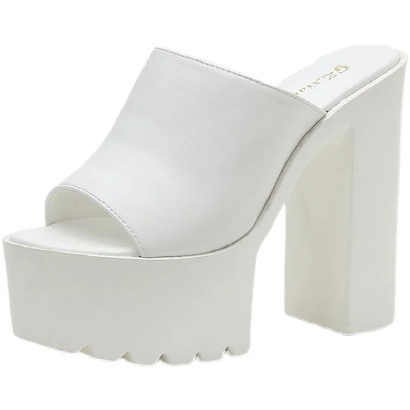 

Faionable High Heels Thi Bot Fi Mouth Slippers Platform Slippers Large Size Women Sandals 2025 Summer New Arrival