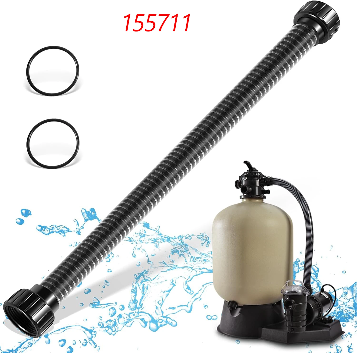 MX 155711 Pump Hose Assembly Pump to Filter Hose Fit for Pentair Sand Dollar/Sta-Rite Crystal-Flo II Pool/Spa Sand Filters