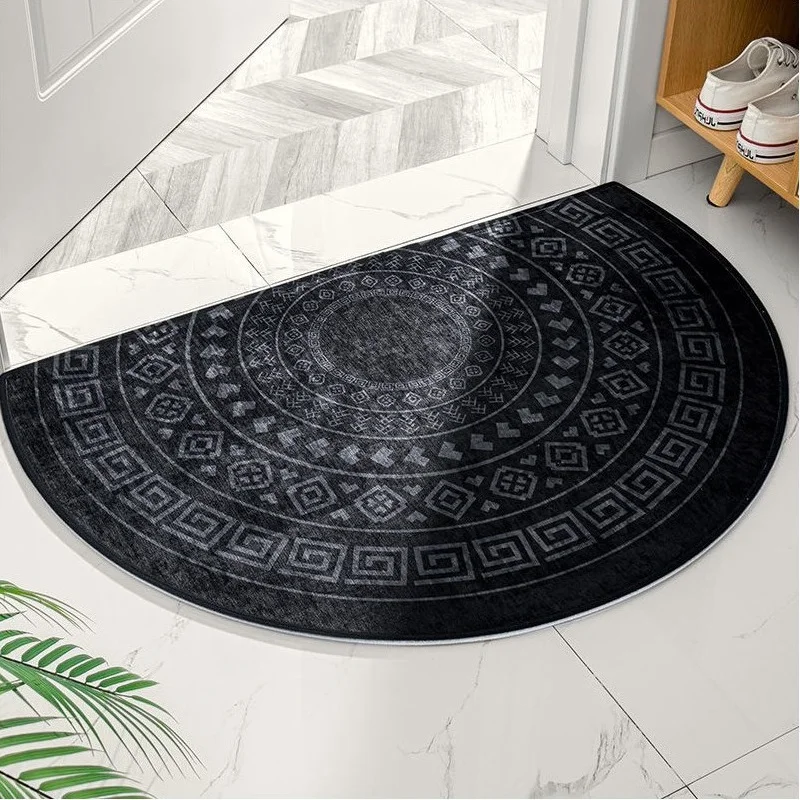 Semicircle Doormat Non-Slip Geometric Entrance Rugs Hallway Bath Mat White Home Welcome Mat Soft Carpet for Living Room Bedroom