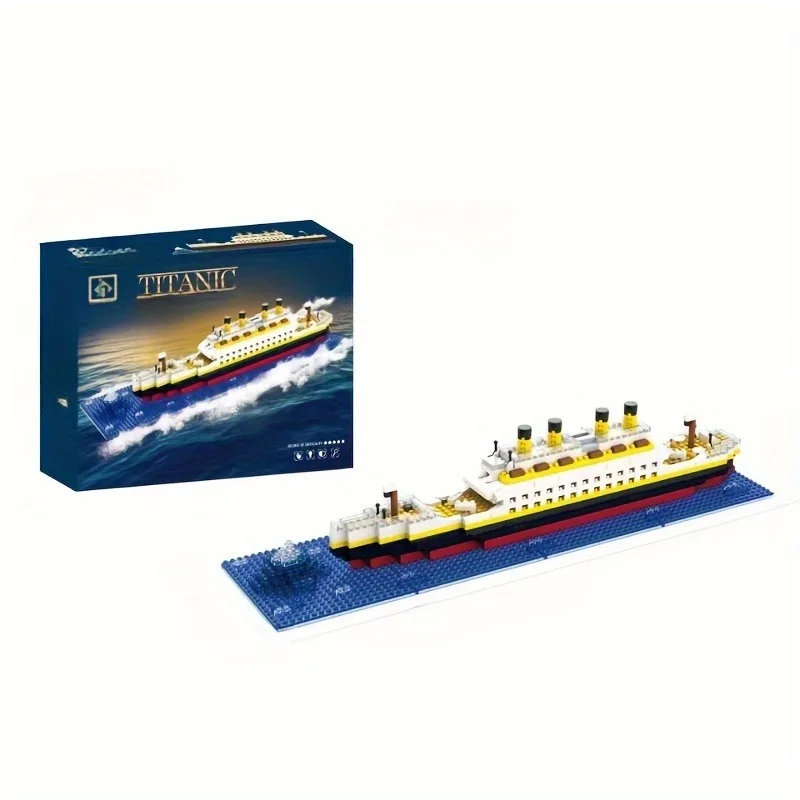 Titanic micro blocos de construção diy montado barco modelo blocos de construção brinquedo ornamentos cruzeiro modelo educacional artesanal