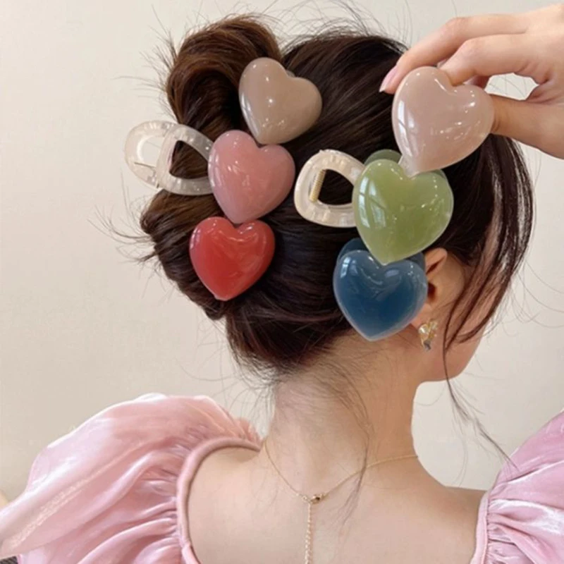 

Big Heart Hairpins for Women Colorful Love Design Hair Clips Sweet Cute Claws Clip Fashion Hair Accessories Girls Gift 2024