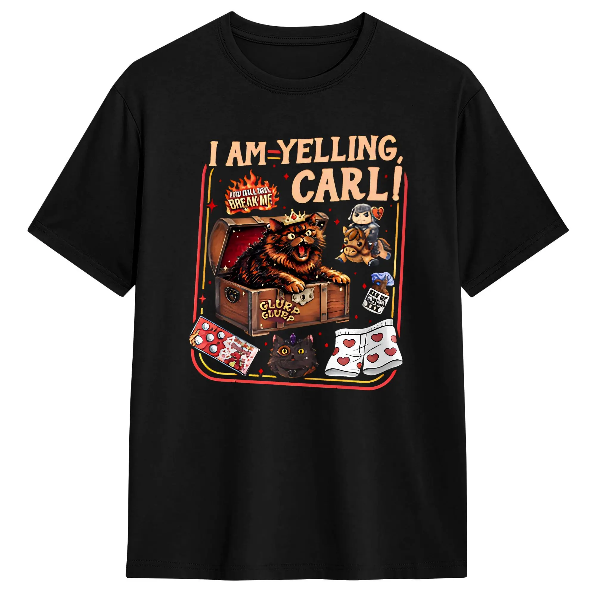 I Am Yelling Carl Donut Cat Meme T-Shirt Men  Amazing 100% Cotton Tee Shirt Round Neck Short Sleeve T Shirt Printed Tops