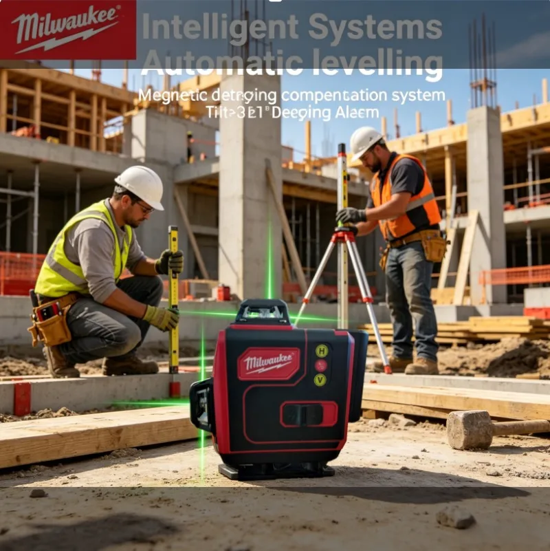 

100% Milwaukee Lithium-ion 6Ah Battery 4d 6Line Laser Levels High-precision Green Line Portable 360 Horizontal Vertical Level