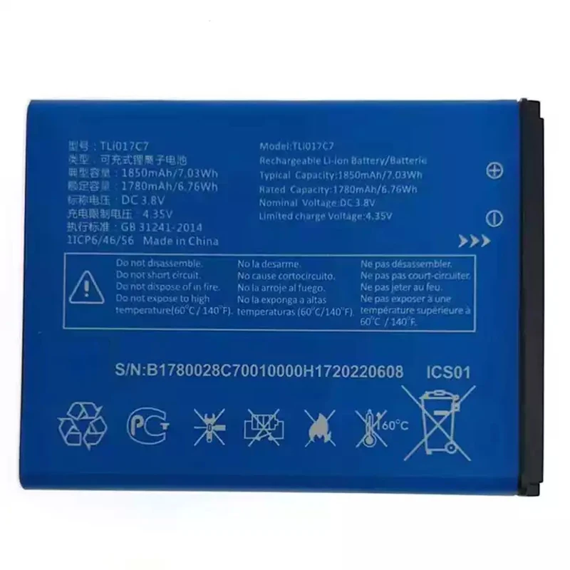 Lithium ion Battery TLi017C7 for Alcatel 4056 4056W 4056Z Mobile Phone 1780mAh Blue