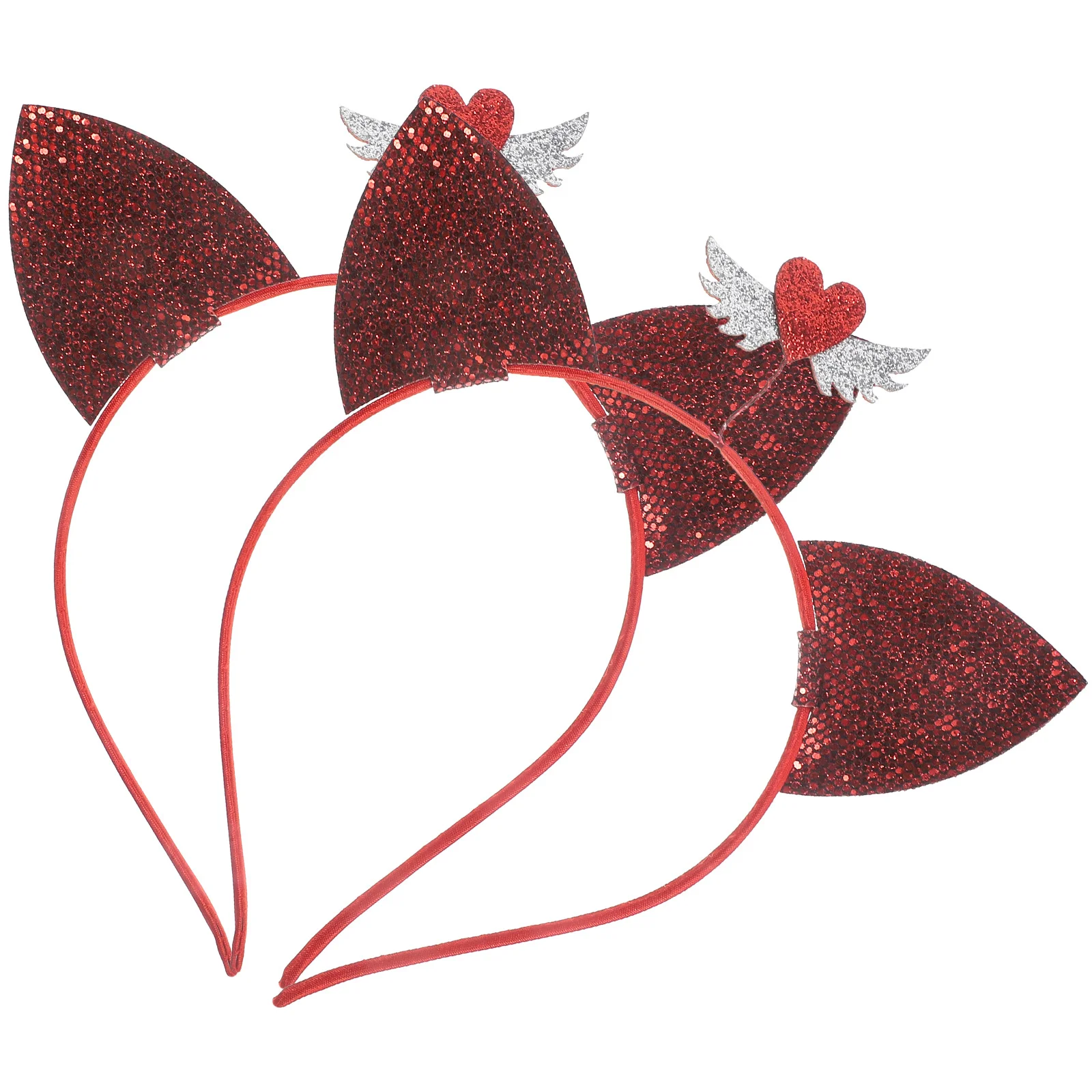 قطعتان من عصابات الرأس على شكل قلب من القماش لإكسسوارات شعر الحفلات للبالغين في عيد الحب وأعياد الميلاد والمناسبات مجموعة ممتعة يمكن ارتداؤها #1