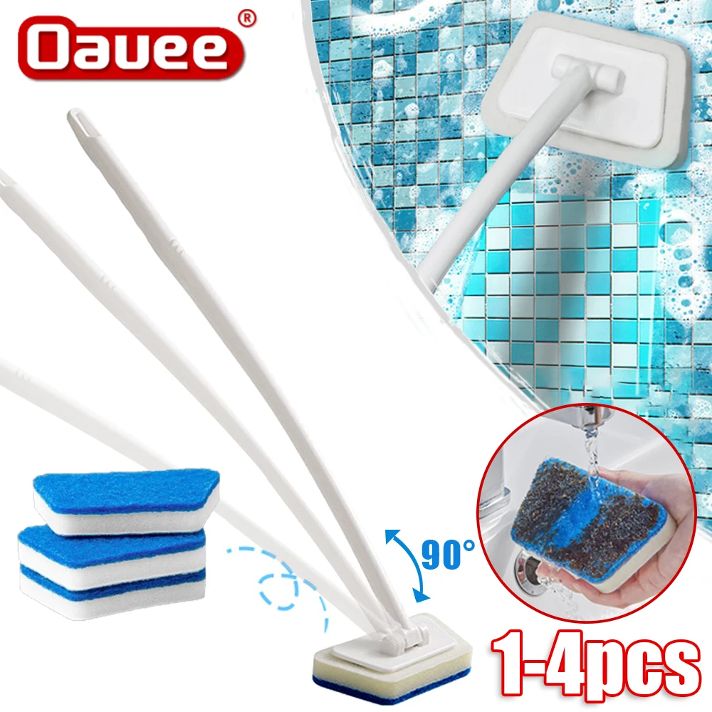 Bathroom Wall Brush Multi-function Cleaning Brush Long Handle Replaceable Household Bathtub Ceramic Tile Wall Glass Sponge Brush