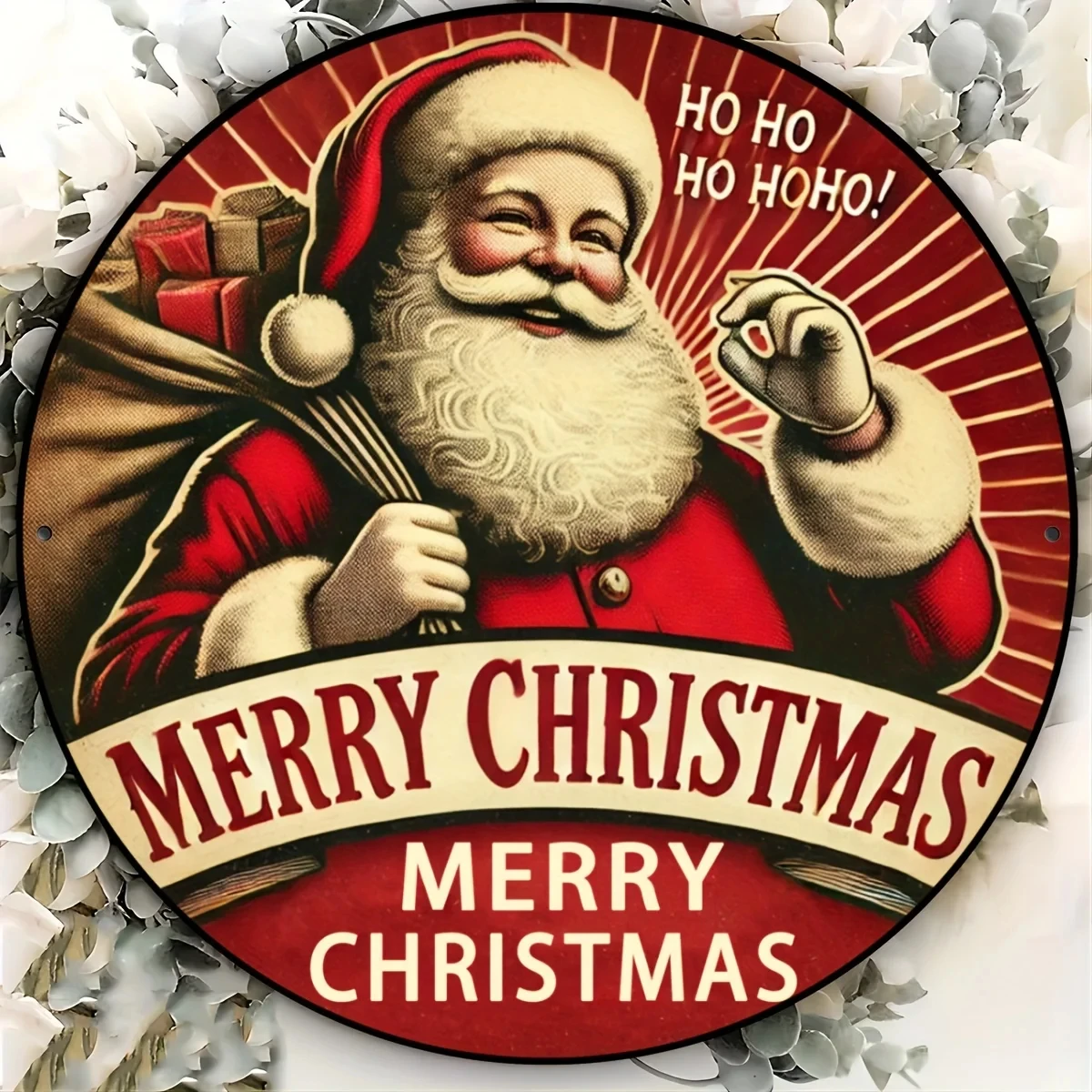 Vintage Santa Claus Round Aluminum Sign - the Perfect Choice for Christmas and Winter Decorations, Suitable for Wall Art in Homes, Bars, Cafes, and Garages - 8x8inch