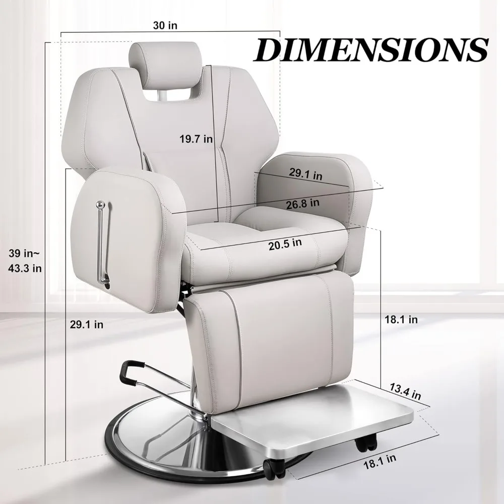 Professional Barber Chair, Black and Gold Reclining Salon Chair with Comfortable Seat Cushion