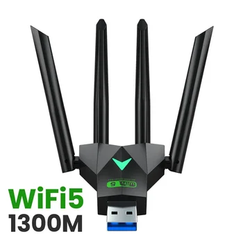 PC용 무선 네트워크 카드, USB 3.0 와이파이 USB 어댑터, 듀얼 밴드 2.4G, 5Ghz 와이파이 동글, 4 안테나 무선 리시버, 1300Mbps ,1300Mbps Wireless Network Card ,USB 3.0 WiFi USB Adapter ,Dual Band 2.4G/5Ghz Wi-Fi Dongle, 4 Antenna Wireless Receiver For PC