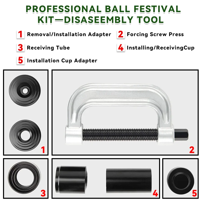 Kit de herramientas de extracción de juntas de bola de alta resistencia, prensa y junta en U, adaptadores 4x4, para la mayoría de coches y camiones