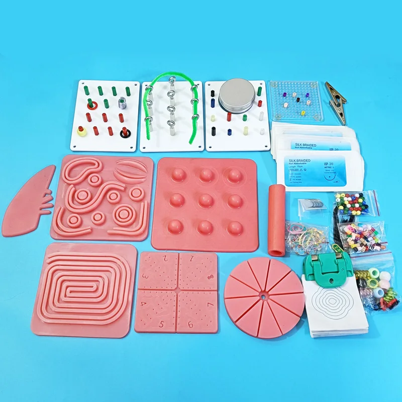 

Модуль для лапароскопической симуляции с силиконовой подушкой и набором инструментов для обучения наложению швов для медицинского образования