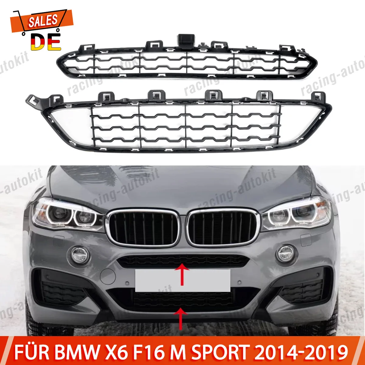

Magickit для BMW X6 F16 M Sport 2014 2015 2016 2017 2018 2019 передний бампер, нижняя верхняя центральная решетка, замена для 51118056521