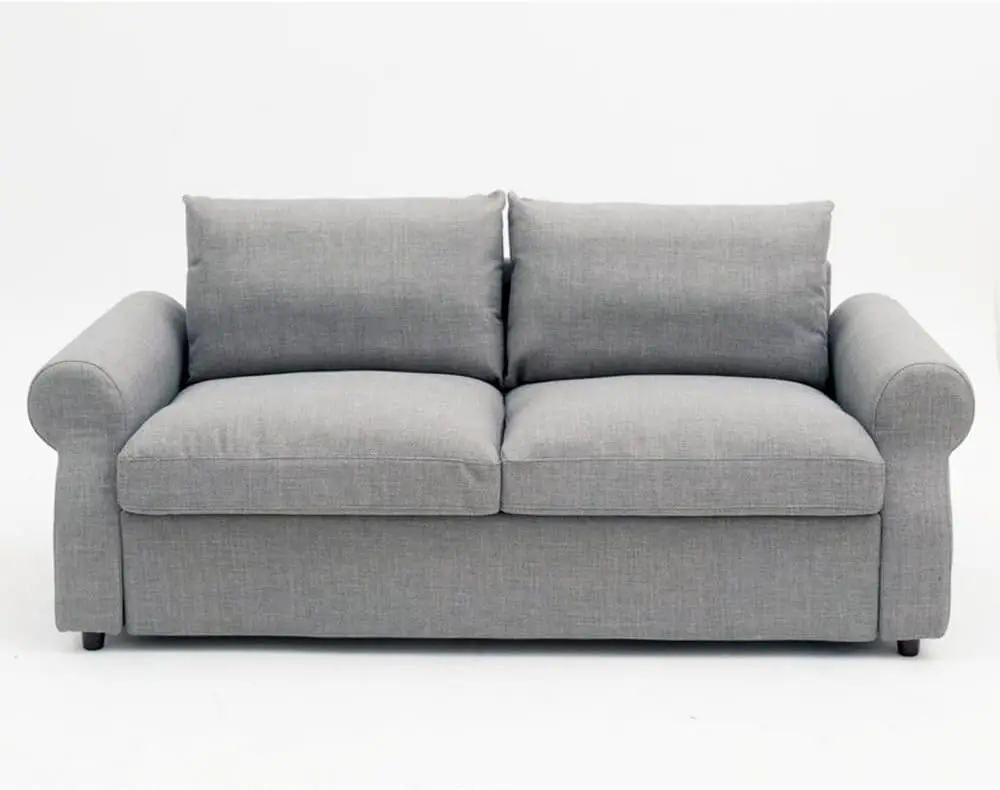 Modern 3 Seater Sofa With Storage Compartment Linen Fabric Scroll Arm For Small Apartment 180x80x80cm, Customized
